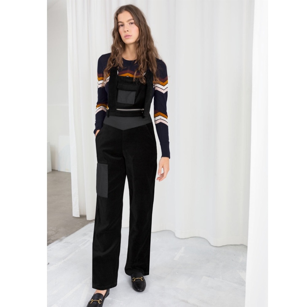 NWT & Other Stories Black Workwear Velvet Overalls